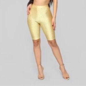 Fashion Nova High-Waist Gold Biker Shorts